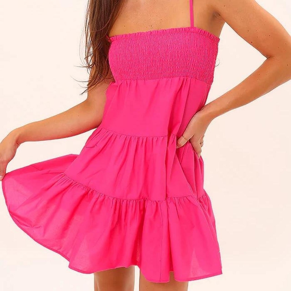 Steve Madden Hot Pink Tiered Mini Dress